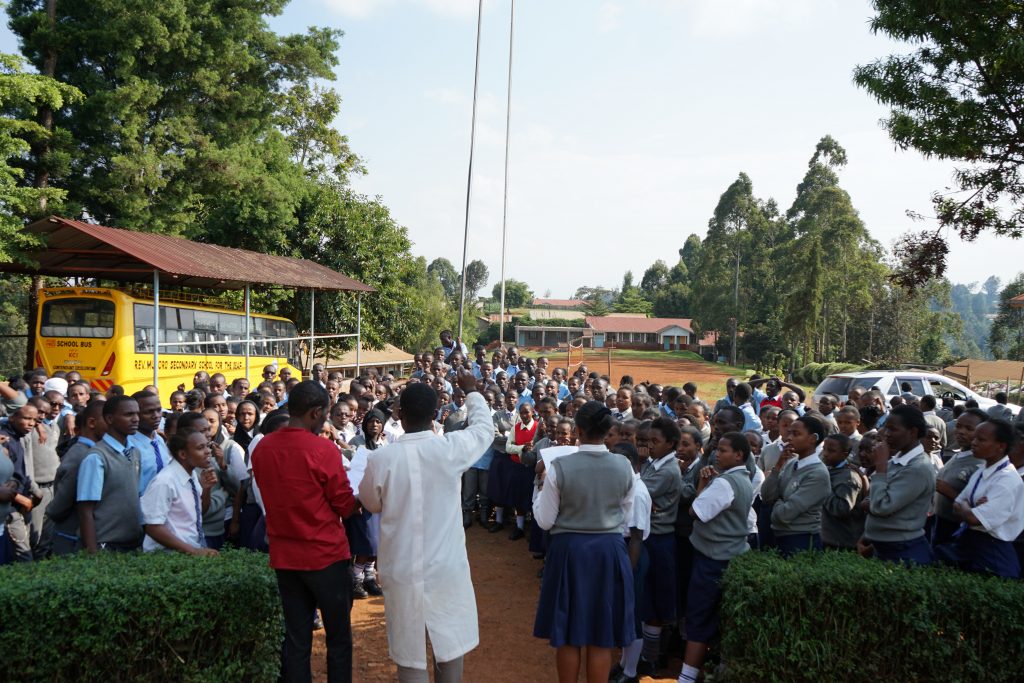 Outside school assembly