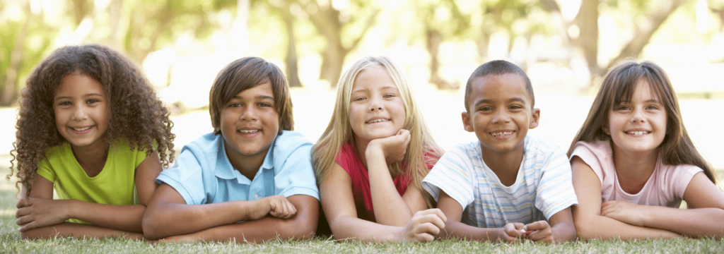 smiling children in a park